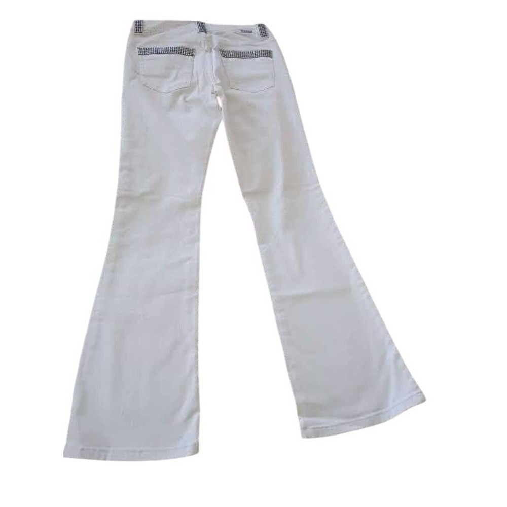 VTG‎ Z. Cavaricci White Rhinestone Flare Jeans MidRise 29/30x33T NOS Made HK Y2K